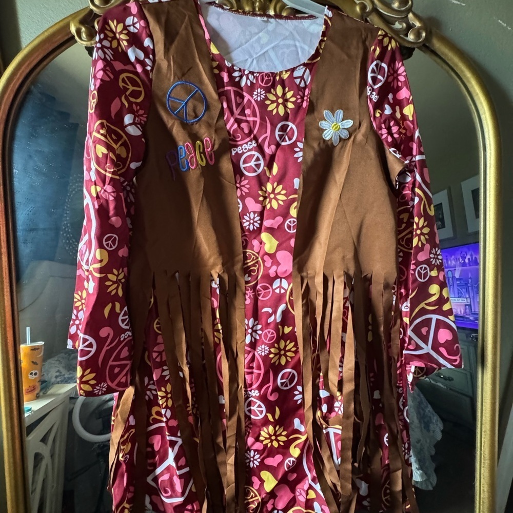 Women's Halloween Hippie Dress - Red and Brown - Picture 2 of 7